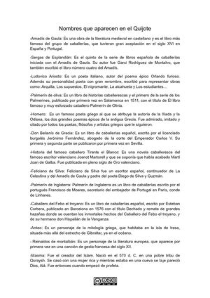 Nombres Que Aparecen En El Quijote