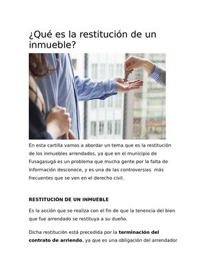 Restitucion De Bien Inmueble Cartilla