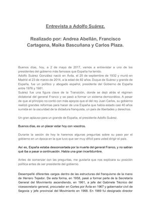 Entrevista A Adolfo Suárez