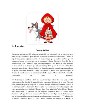 De 2 A 4 Años Caperucita Roja