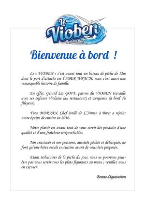 Restaurant Le Vioben - Menus avril 2017