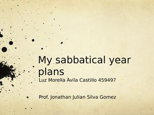 My Sabbatical Year Plans