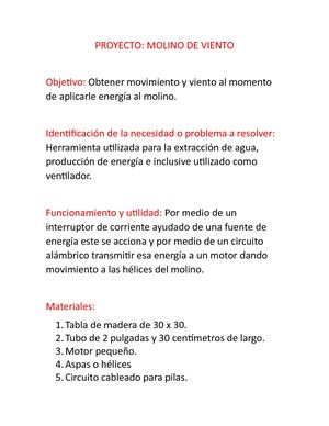 Proyecto Molino de Viento