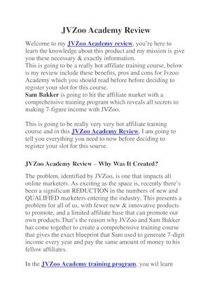 Jvzoo Academy Review
