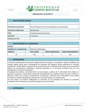 Programa Analítico Practicas Empresariales