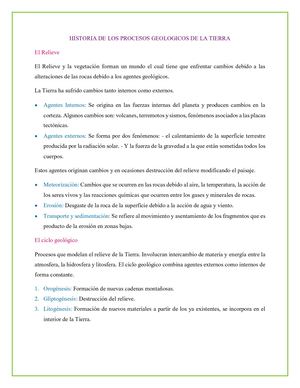 Historia De Los Procesos Geologicos De La Tierra