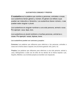 Sustantivos Propios Y Comunes