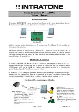 Notice d'utilisation de l'interphone audio spécial industrie 12 boutons