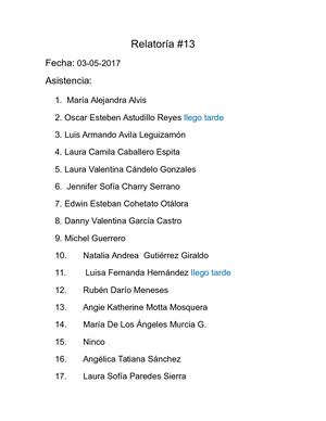 Relatoria #13