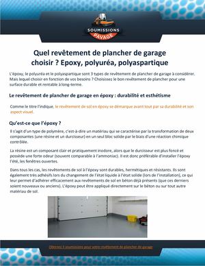 Comparez époxy, polyréa & polyaspartique pour plancher de garage