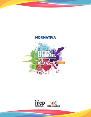 Normativa Festival Estudiantil Artes 2017