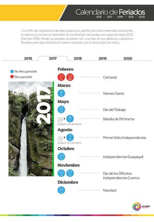 Calendario feriados en Ecuador