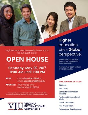 Virginia International University Open House Invitation