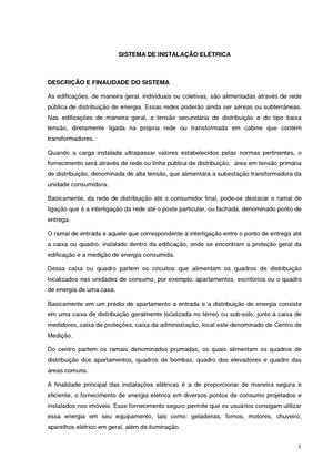 Eletricidade Geral - SISTEMA DE INSTALAÇÃO ELÉTRICA