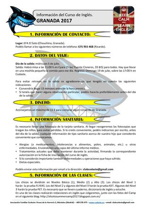 Info Granada Summer Camp 2017