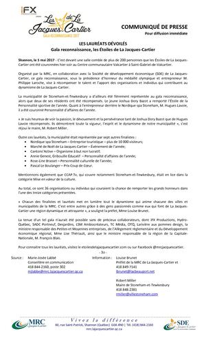 ÉToiles De La Jacques Cartier; Les Lauréats Dévoilés Stoneham