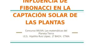 Influencia De Fibonacci En La Captación Solar De Las Plantas