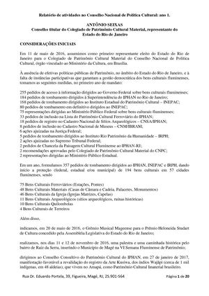 Antonio Seixas Um Ano No Conselho Nacional De Politica Cultural