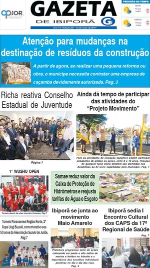 Gazeta Ibipora 221 De 12 De Maio 2017