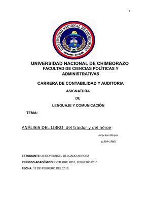 Ensayo De Lenguaje El Traidor Y Heroe Jeison