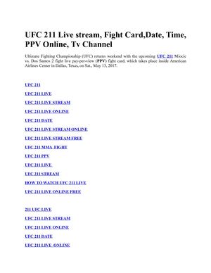 Ufc 211 Live Stream, Fight Card,date, Time, Ppv Online, Tv Channel