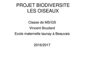 01 Diaporama Oiseaux Maternelle