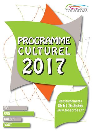 Programme Culturel Mai Aout 2017