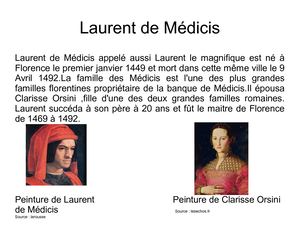 Histoire éXposé Laurent De Médicis