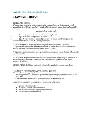 Ovogénesis Y Espermatogénesis