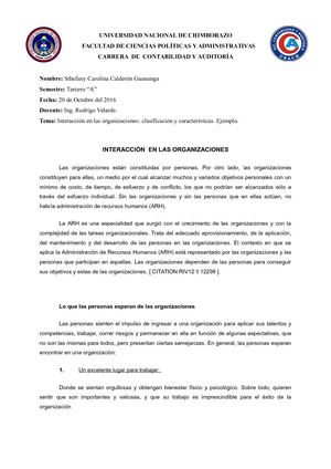 Integración De Las Organizaciones Clasificación, Características Ejemplo
