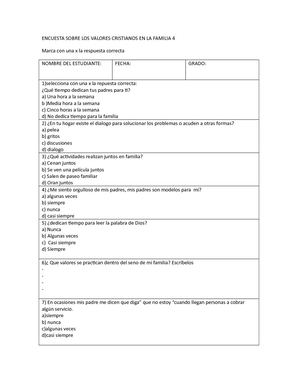 Encuesta Sobre Los Valores Cristianos En La Familia 4
