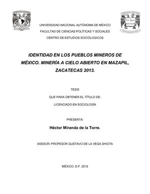 Identidad En Los Pueblos Mineros De México Minería A Cielo Abierto