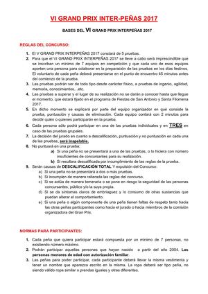 Bases VI Grandprix Interpeñas 2017