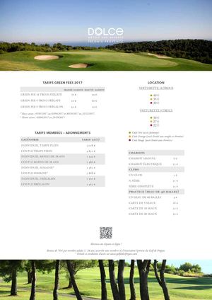 Tarifs Golf 2017