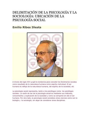 Delimitación De La Psicologia Y La Sociología