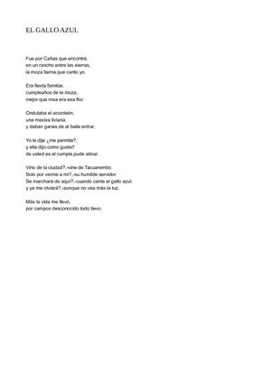 Letra Del Gallo Azul