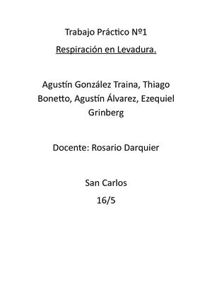 Trabajo Práctico Nº1: Respiración en Levadura.