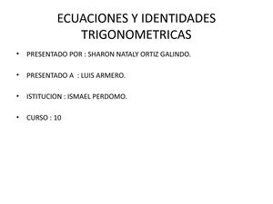 Ecuaciones Y Identidades Trigonometricas