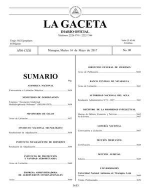 Gaceta No 90 Martes 16 De Mayo De 2017