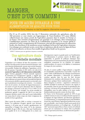 Rencontres nationales des agricultures 2016 - Synthèse
