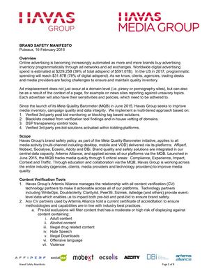 Havas Brand safety Manifesto