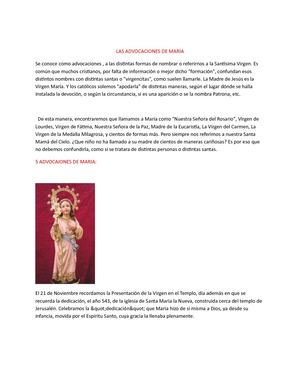 Las Advocaciones De Maria
