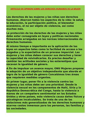 Derechos De La Mujer Articulo