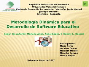Metodología Dinámica Para El Desarrollo De Software Educativo Según Marlene Arias, ÁNgel López, Y Honmy J , Rosario