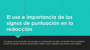 El Uso E Importancia De Los Signos De