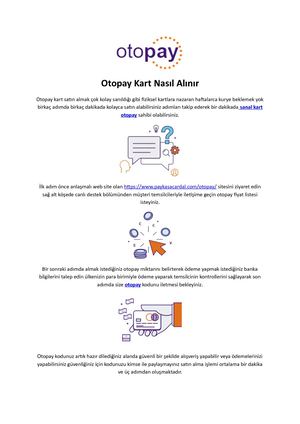Otopay Kart Nasıl Alınır