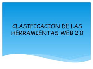 Clasificacion De Las Herramientas Web 2.0