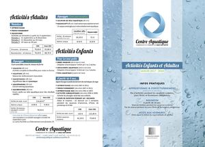 Plaquette des activités du Centre aquatique saison 2017-2018