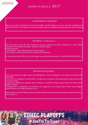 Programme de l'admissible