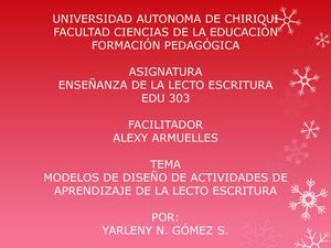 Modelo de diseños de actividades en la lecto escritura